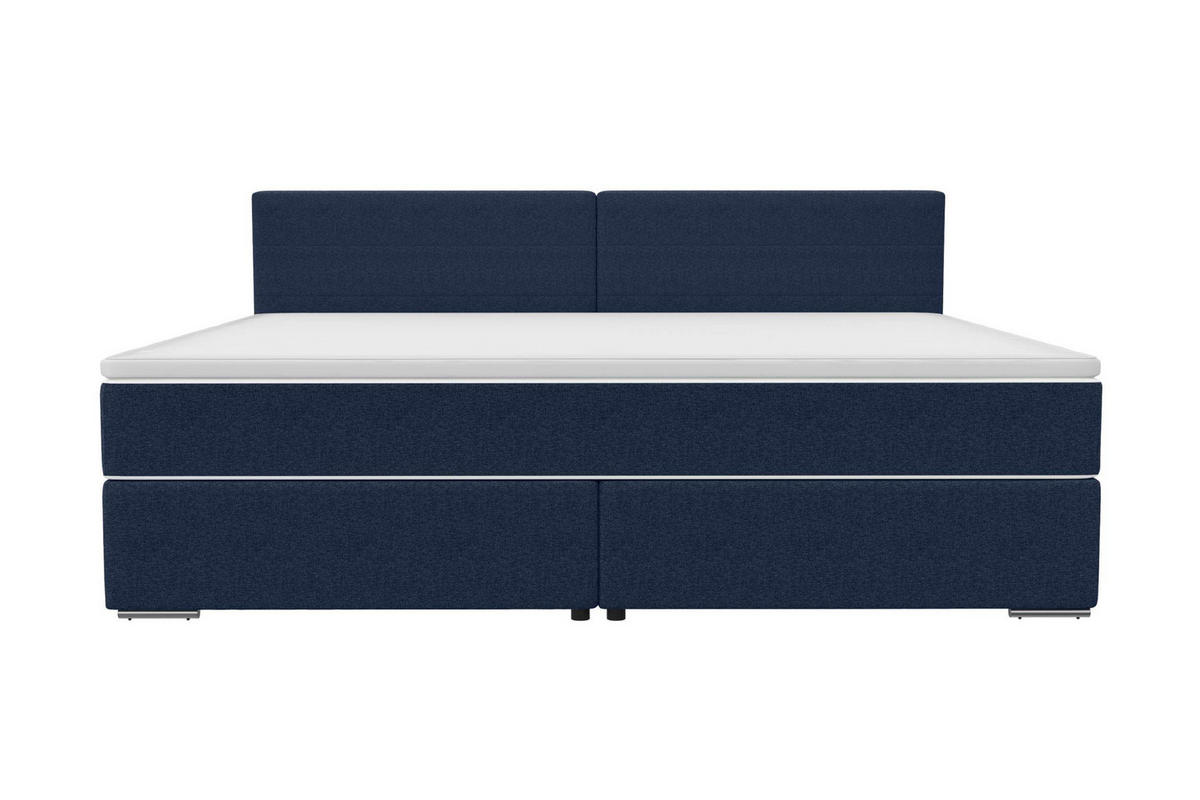 FAMILIENBETT BOXSPRINGBETT Webstoff Dunkelblau 220/200 cm - Chromfarben/Dunkelblau, Kunststoff/Textil (220/200cm) - 99rooms
