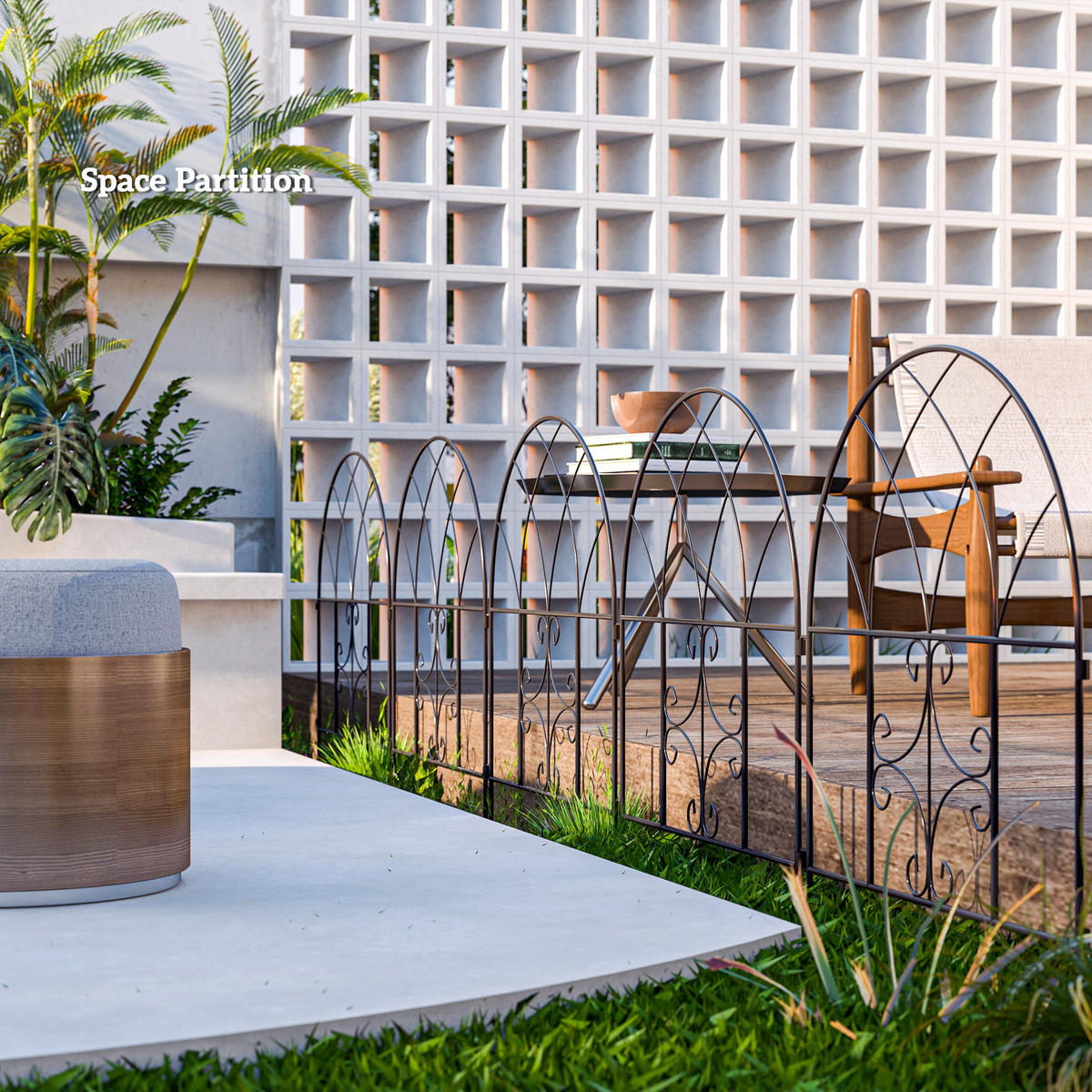 GARTENZAUN Stahl 300 cm x 70 cm Schwarz - Schwarz, Metall (1/70cm) - Outsunny