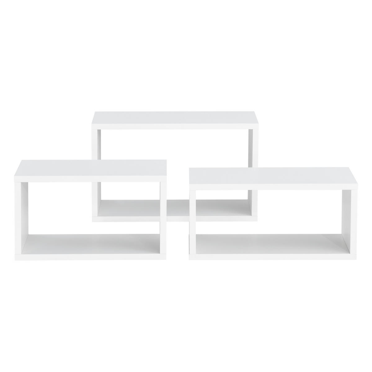 WANDREGAL-SET 3 TLG. Mandal - Weiß, Holzwerkstoff (37/19/14.5cm) - [en.casa]