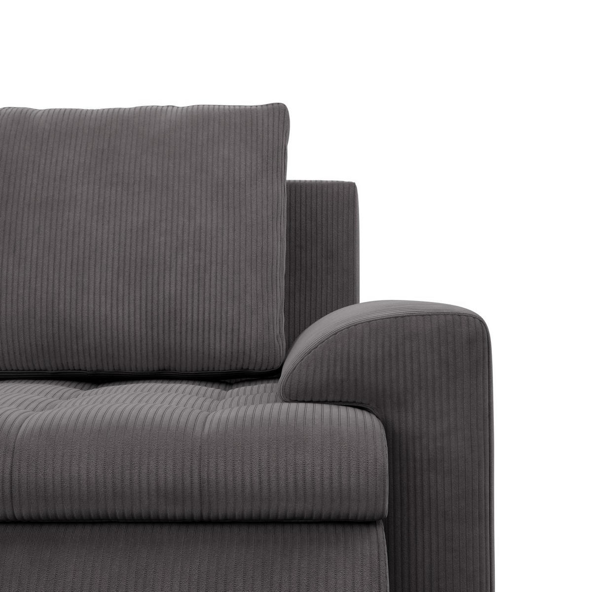 SOFA 3-SITZER MIT SCHLAFFUNKTION FORESTA, Cord - Dunkelgrau - Dunkelgrau, Textil (222/92/96cm)