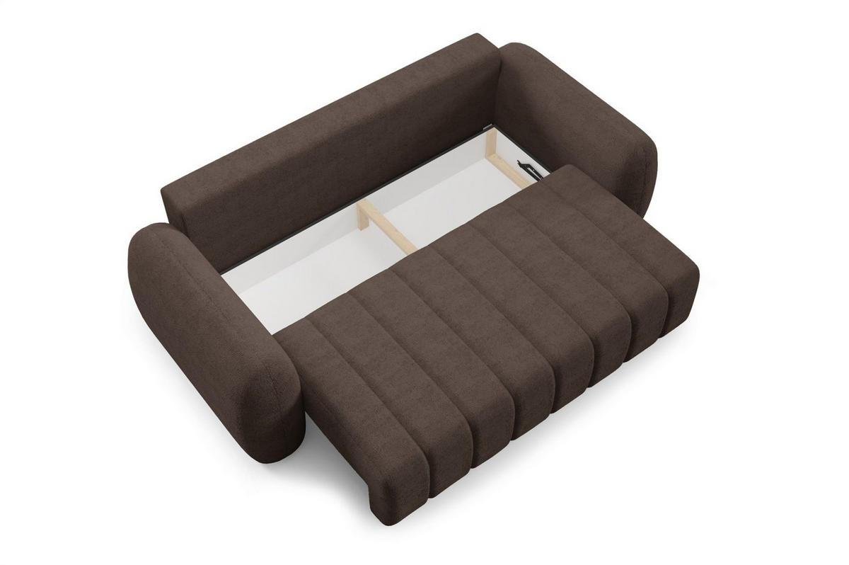 SCHLAFSOFA Caria - Braun, Holzwerkstoff/Textil (266/95/110cm) - Fun Möbel