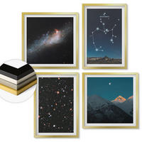 WANDBILDER 4er Set - 50x50 cm & 40x60 cm Goldrahmen - Galaxien, Sternbilder, Weltraum, Schütze - Goldfarben, Kunststoff (50/50cm) - ArtPrintCave