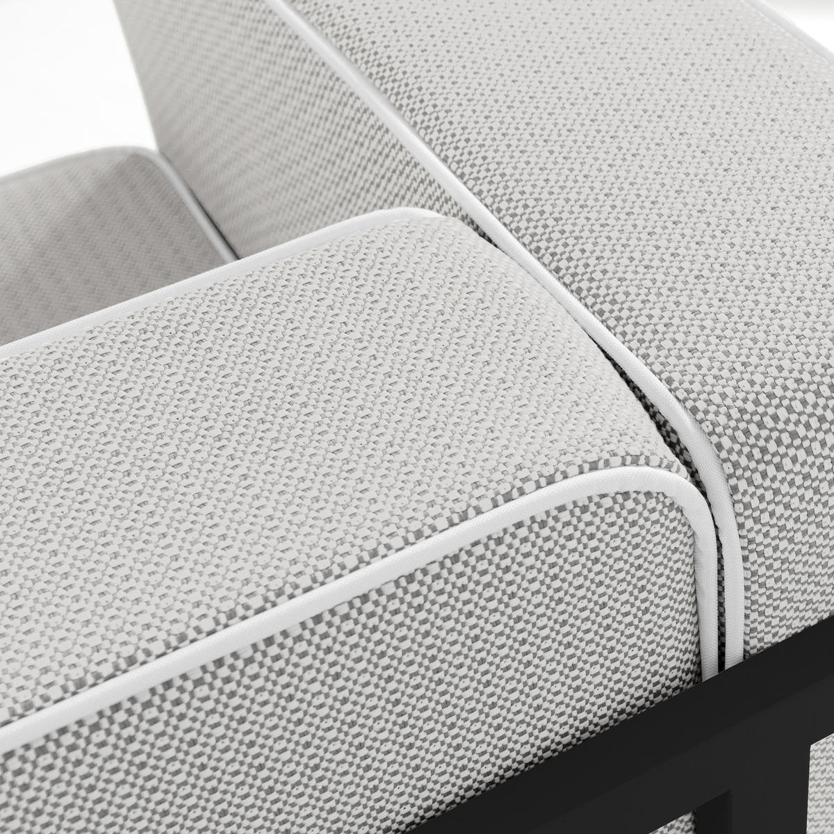 GARTENSESSEL TRIGLO Stahlgestell, Modern, Dunkelgrau - Dunkelgrau/Weiß, Textil/Metall (99/70/69cm) - KONSIMO®