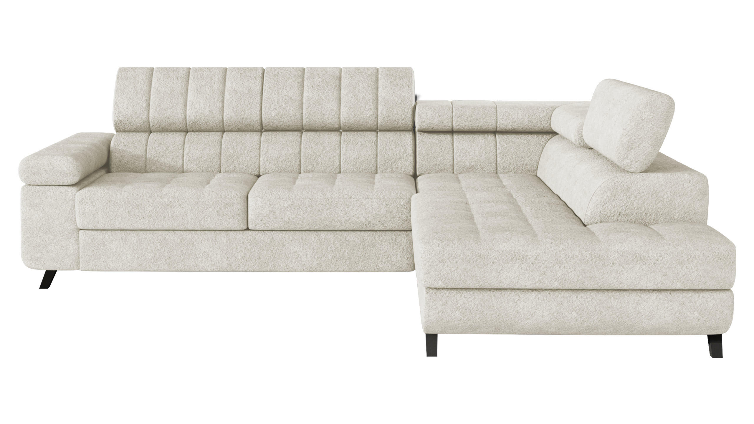 ECKSOFA Nord, Seite: Rechts - Ecru/Schwarz, Holz/Textil (264/203cm) - MIRJAN24