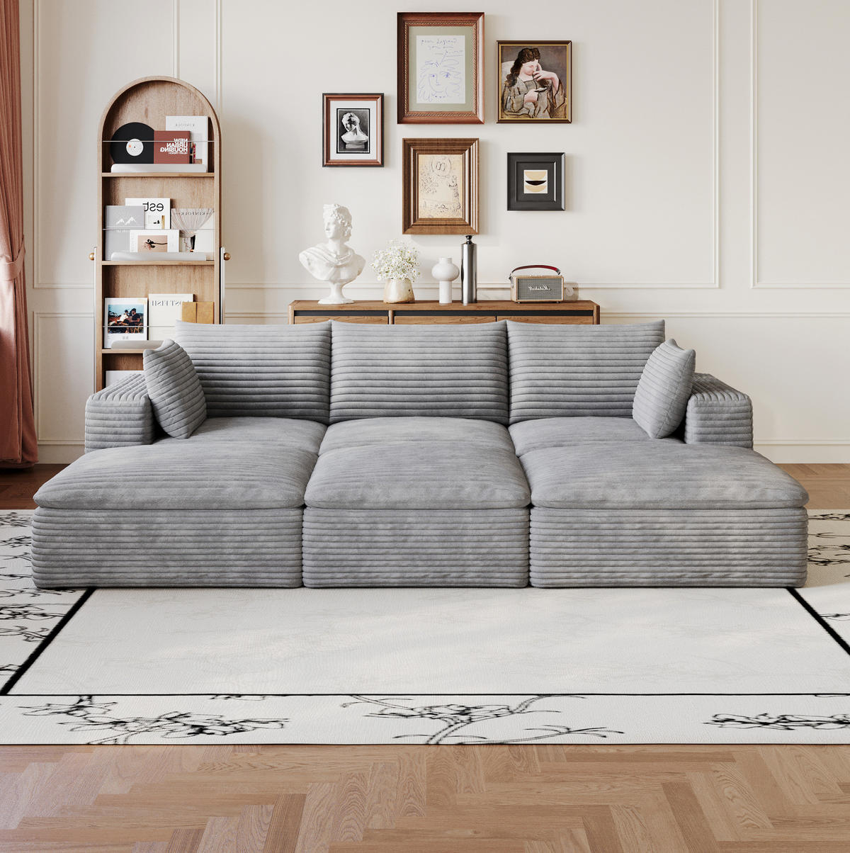 SOFA modular 260 cm Stoff Grau - Grau, Kunststoff (160/60/260.2cm) - Meubliv