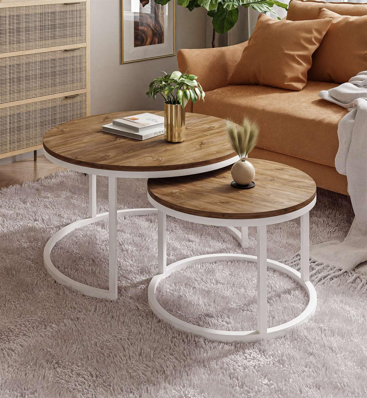COUCHTISCH CIRI 2-in-1 Eichenholz Sterling - Weiß, Holzwerkstoff (80/80/48cm) - Lookway