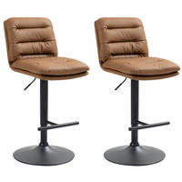 BARHOCKER 2er Set Diamant Kunstleder schwarz hellbraun - Schwarz/Braun, Kunststoff/Metall (42/116/56cm) - TPFLiving