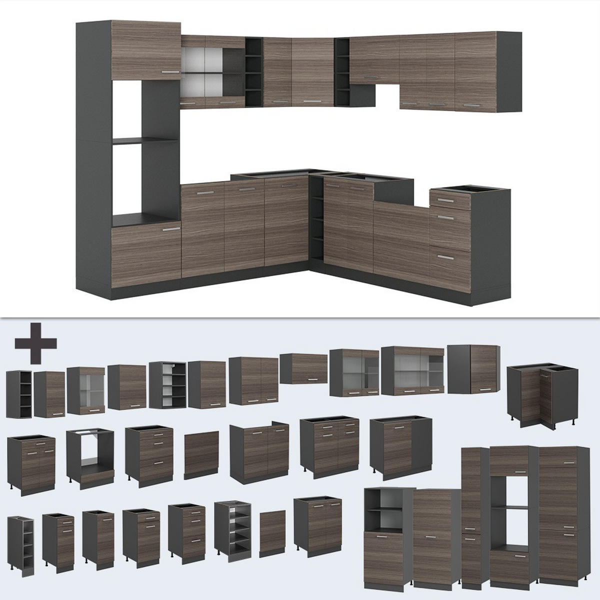 Anthrazit/Grau, Holzwerkstoff (247/81.6/60cm) - Vicco