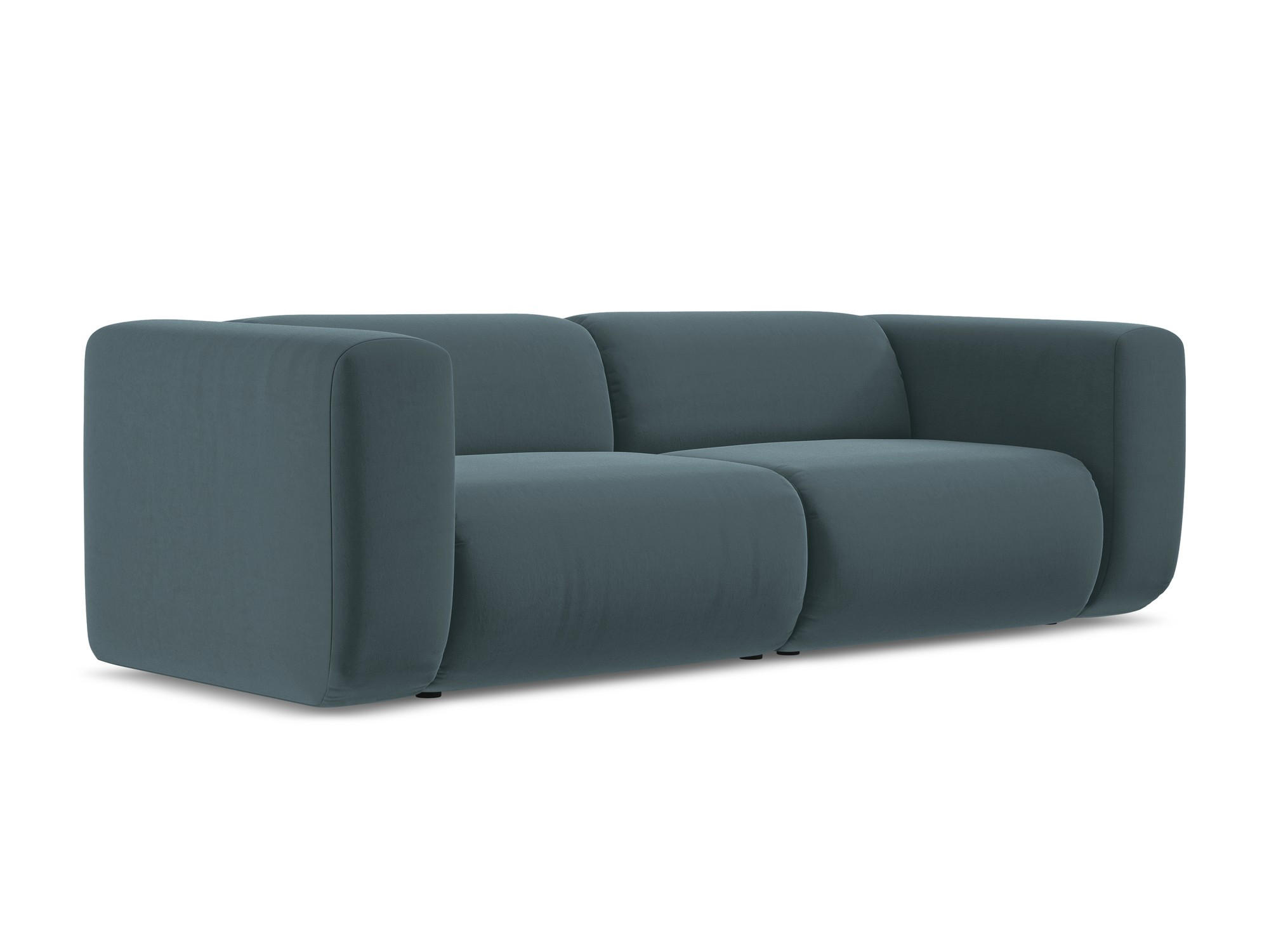 3-SITZER SOFA Samt Stoff Blau - Blau/Petrol, Kunststoff/Textil (228/70/89cm) - Makamii