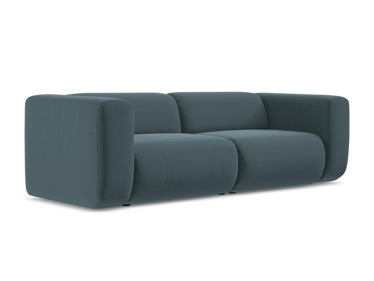 3-SITZER SOFA Samt Stoff Blau - Blau/Petrol, Kunststoff/Textil (228/70/89cm) - Makamii
