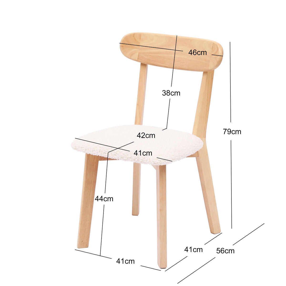 STUHL 2er-Set Holz Weiß - Weiß, Holz (41/79/56cm) - Nordlys