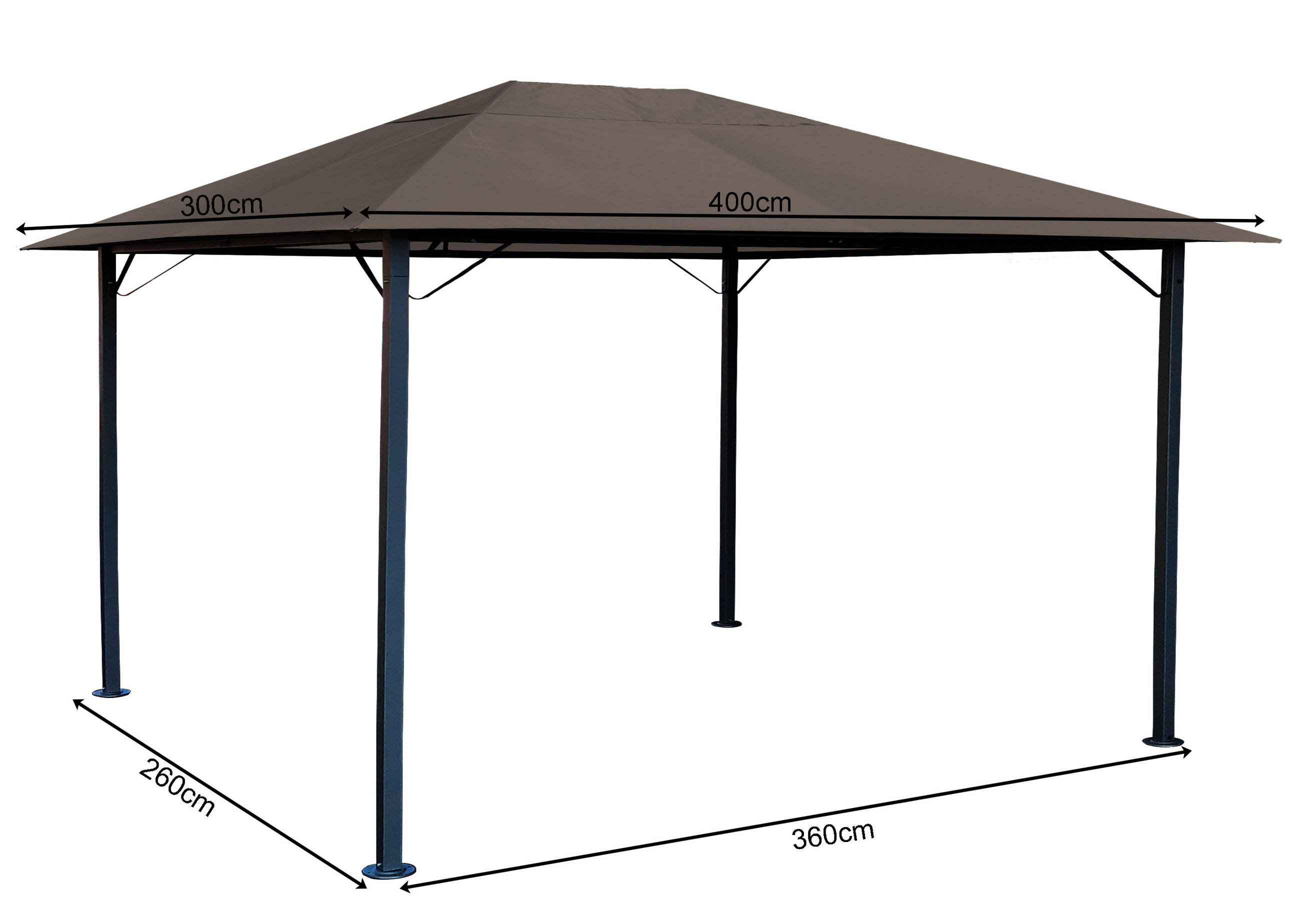 PAVILLON Nizza 3x4m Taupe - Taupe, Metall (300/263/400cm) - QUICK STAR