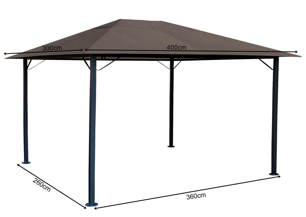 PAVILLON Nizza 3x4m Taupe - Taupe, Metall (300/263/400cm) - QUICK STAR