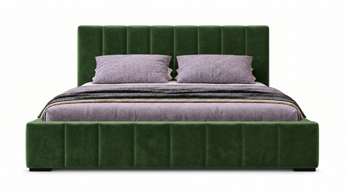 MARPUR Polsterbett NERO 180x200 cm mit Bettkasten und Lattenrost, Grün - Chromfarben/Grün, Holz/Holzwerkstoff (180/200cm) - Marpur