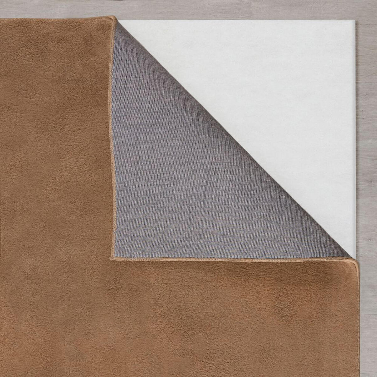TEPPICH Uni-Design, kurzflor, mit Latexrücken BLITH, Braun 80x150 cm - Braun, Textil (80/150cm) - KADIMA DESIGN