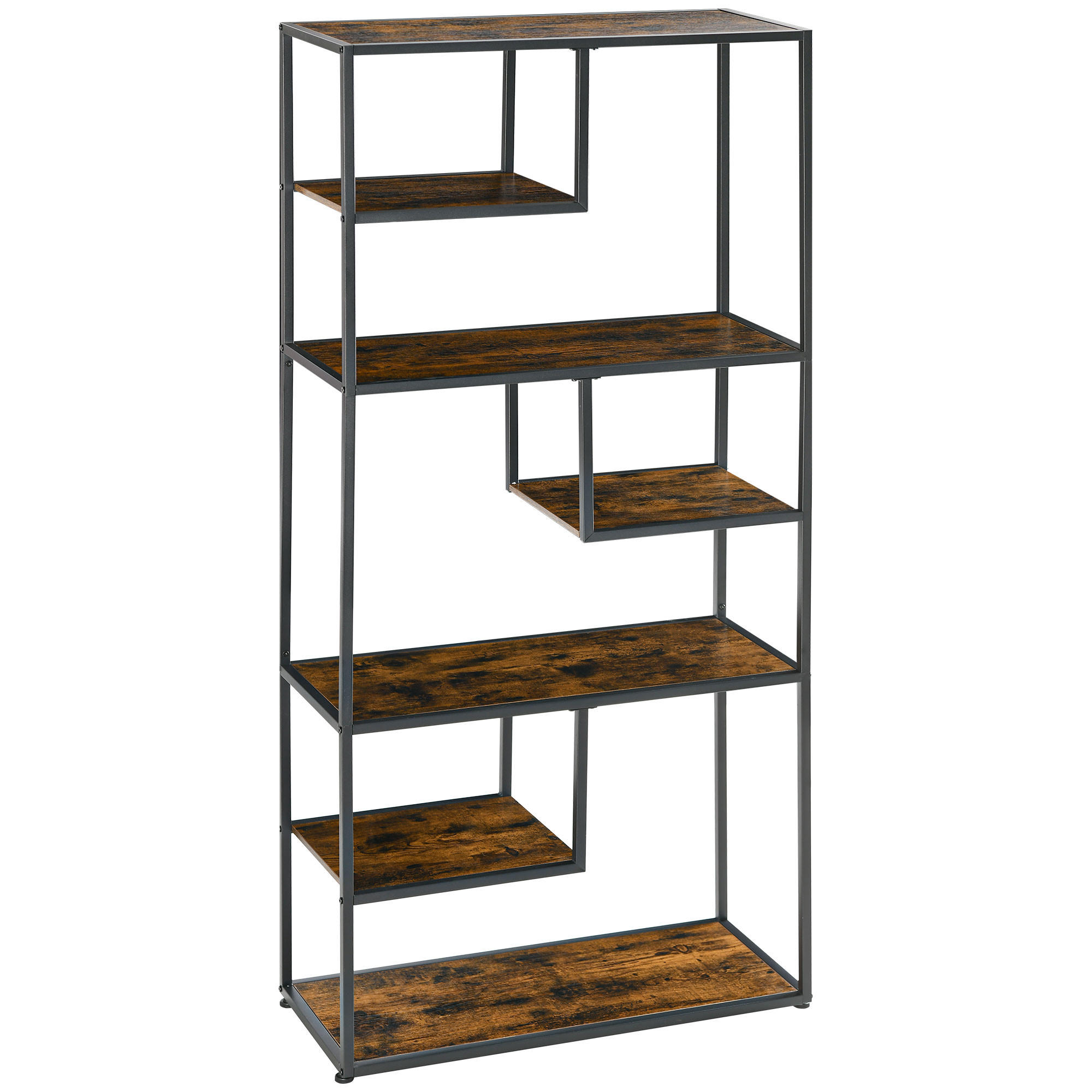 BÜCHERREGAL,7-STUFIG Industrie Holz-Stahl 83x34x180cm,braun - Braun, Holzwerkstoff (83/180/34cm) - Vallsero
