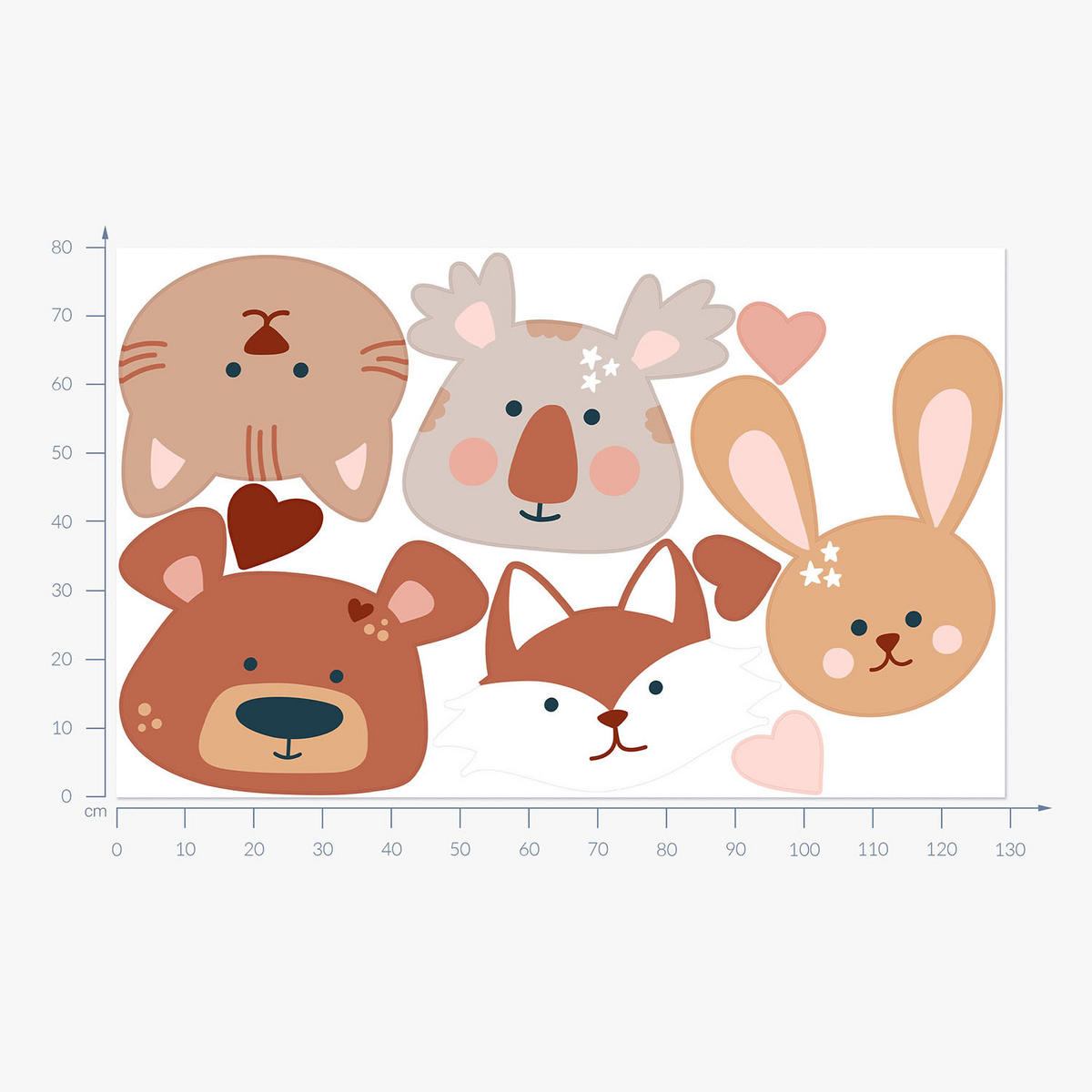 WANDAUFKLEBER 80x129cm - Illustration von Waldtieren - Multicolor, Kunststoff (80/129/0.1cm) - Wallfluent