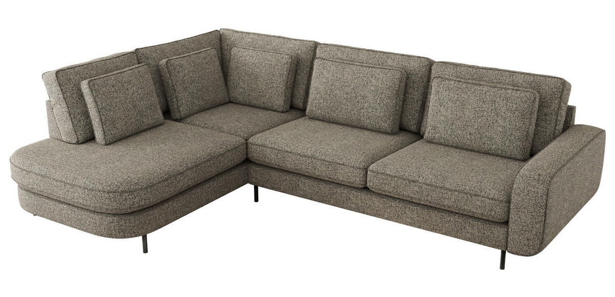 ROHOVÁ SEDAČKA CALENO L - Šedá Strukturovaná látka - Pravá Strana - šedá/černá, kov/textil (317/225cm) - MKS
