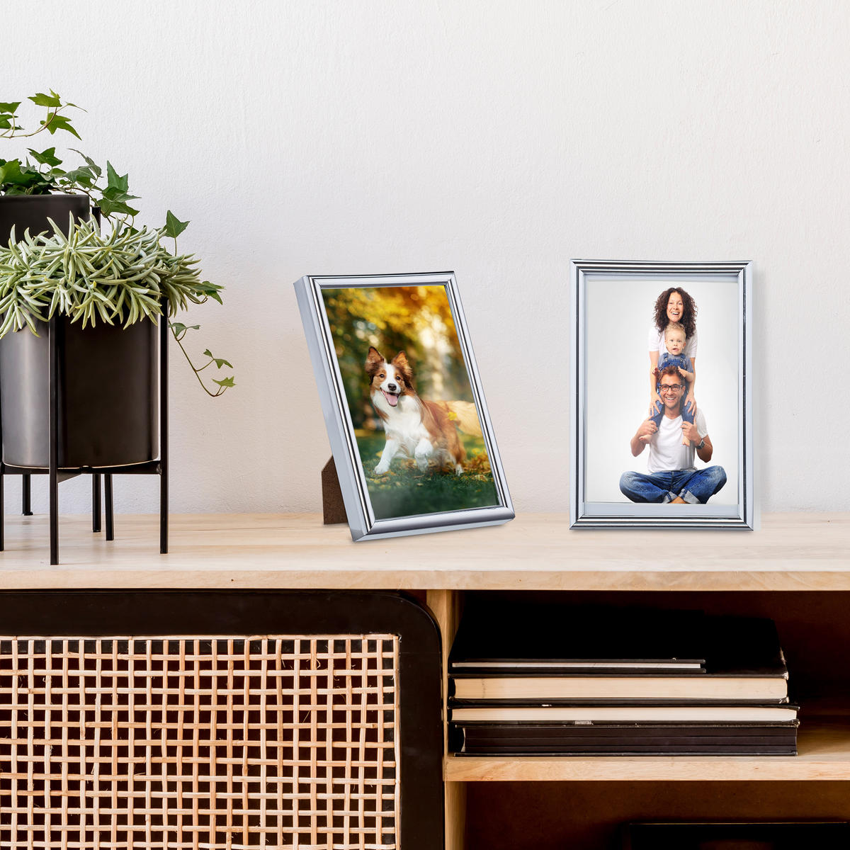 BILDERRAHMEN - Silberfarben, Glas/Holzwerkstoff (11/16/2cm) - Relaxdays