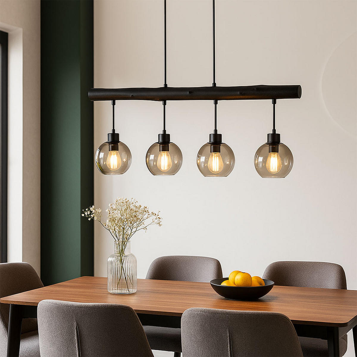 HÄNGELEUCHTE MOITAS Metall Grau - Grau, Glas (85/15/120cm) - Globo Lighting