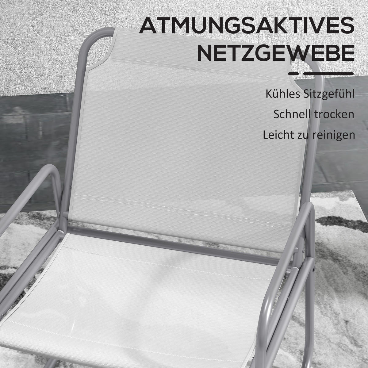 BISTRO-SET, Stahl, Mesh, Grau - Grau, Metall - Outsunny