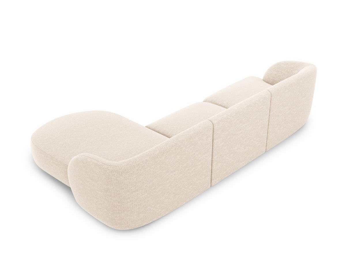 ECKSOFA rechts Miley aus Chenille-Stoff leichtes beige 4 Sitzplätze - Creme, Textil (156/255cm) - Micadoni