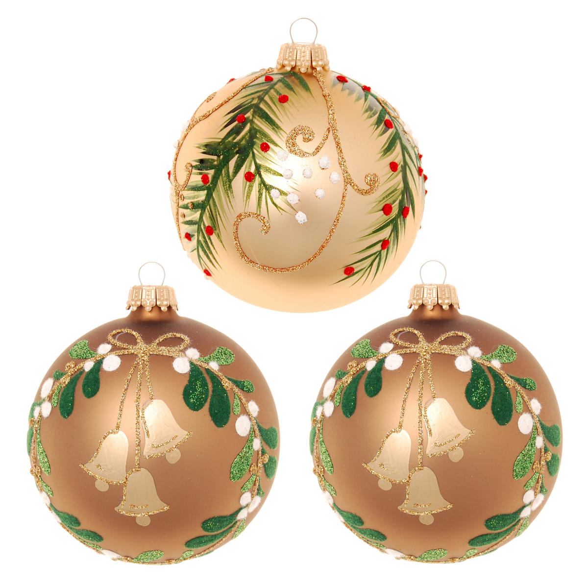 CHRISTBAUMKUGELN Waldweihnacht Goldfarbig 8cm (Glas / 3 Stk.) - Goldfarben, Glas (8/8/8cm) - Krebs Glas Lauscha