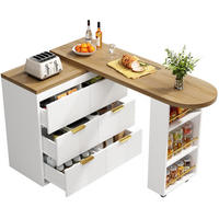 BARTISCH 128-203/39/90 cm in Weiß mit 6 Schubladen und drehbaren Modulen - Weiß, Holzwerkstoff (39/203/90cm) - BEAOK
