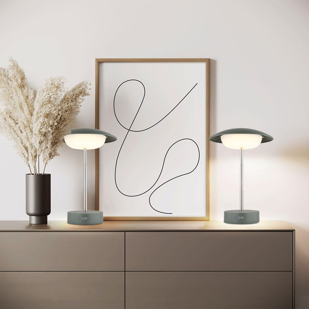 LED TISCHLEUCHTE Grün Opal 2er Set - Grün, Metall (18/18/26cm) - Globo Lighting