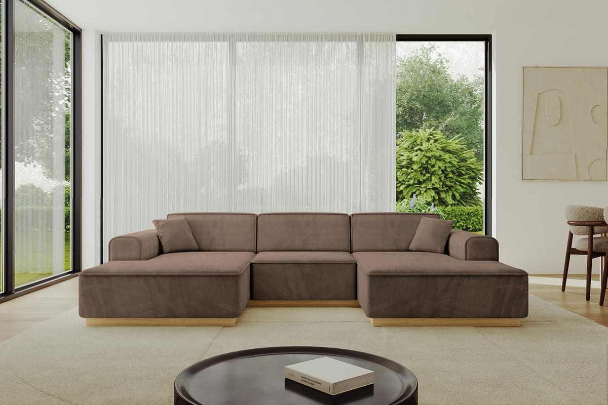 WOHNLANDSCHAFT IREA-U1-v2 - 297x165x81 cm Braun - Braun, Holzwerkstoff/Textil (297/81/165cm) - ALTDECOR