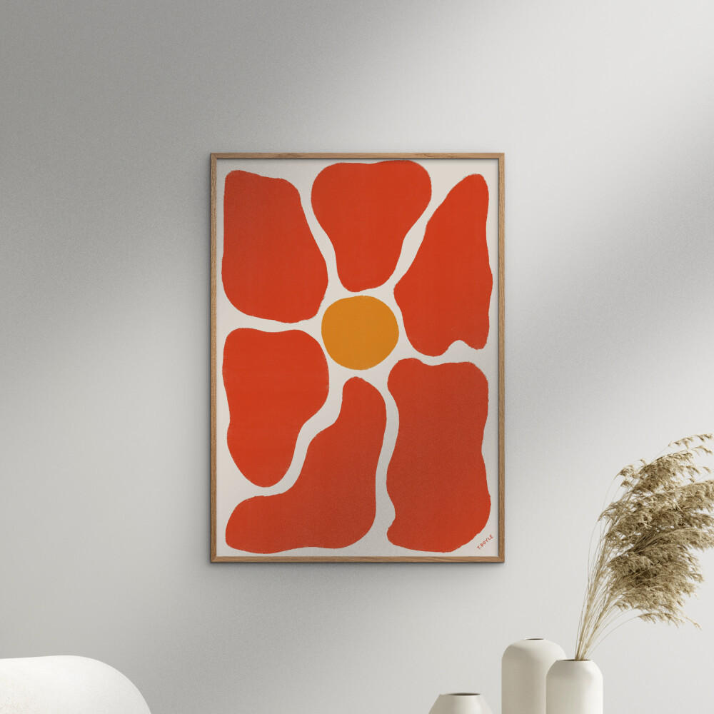 POSTER mit Rahmen Tara Royle - Flower - Eichefarben/Rot, Holz/Papier (70/100cm) - Poster&Frame