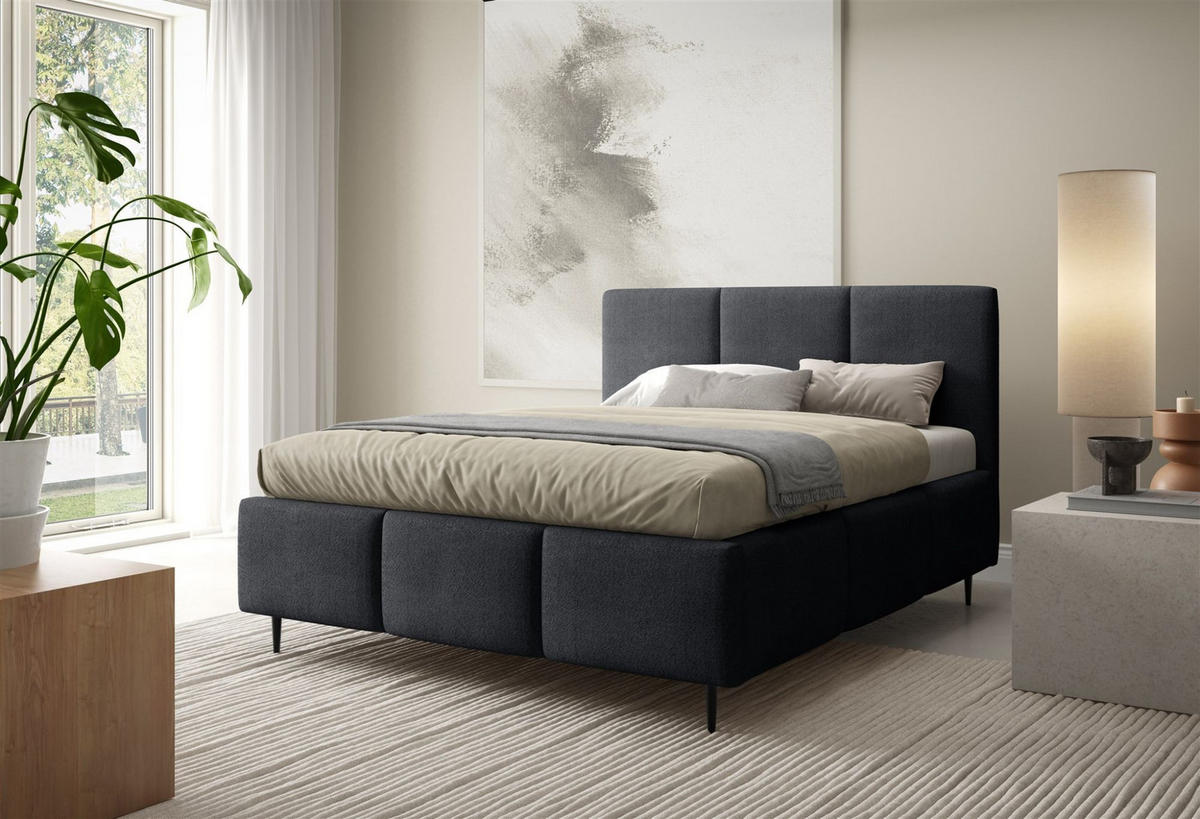 POLSTERBETT Miami Komplettset - Anthrazit, Holzwerkstoff/Textil (160/200cm) - Fun Möbel