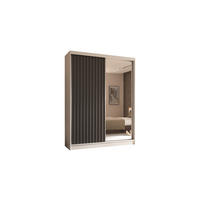 KLEIDERSCHRANK mit Spiegel-Schiebetüren und Aluminium-Leisten - LAMELO - 160 cm Weiß+Grau+Grau - Weiß/Grau, Holzwerkstoff (160/216/61cm) - ALTDECOR