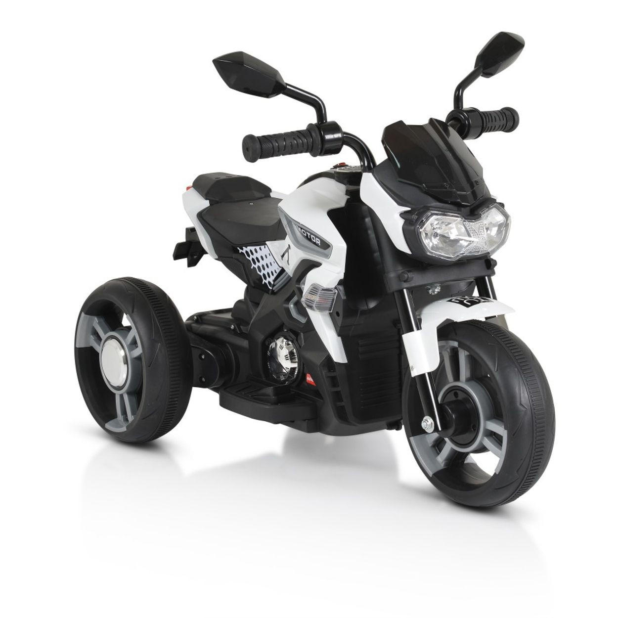 ELEKTROMOTORRAD Colombo weiß Scheinwerfer, zwei Motoren, MP3, bis 7 km/h - Weiß, Kunststoff (81/41/45cm) - Moni