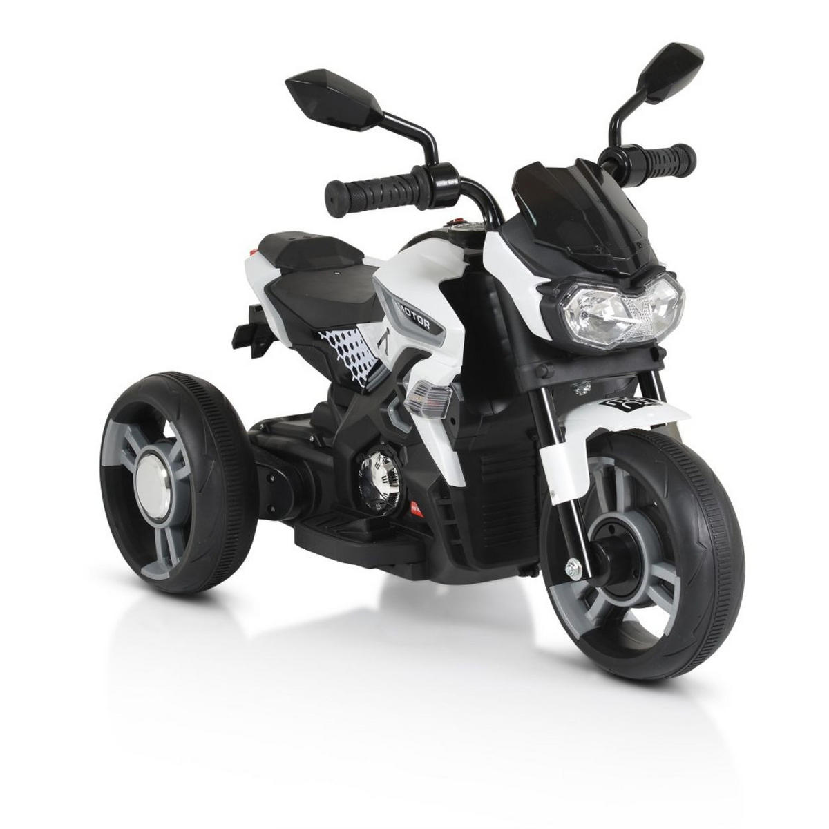 ELEKTROMOTORRAD Colombo weiß Scheinwerfer, zwei Motoren, MP3, bis 7 km/h - Weiß, Kunststoff (81/41/45cm) - Moni