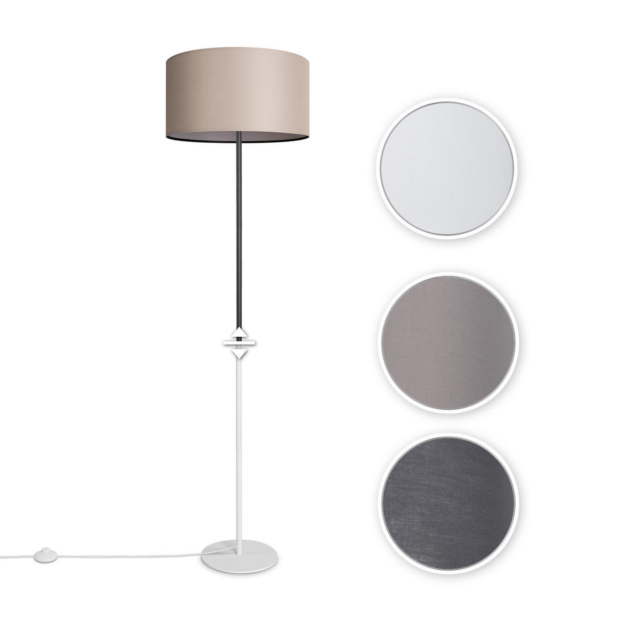 STEHLEUCHTE Luca Fl - Ecru, Metall (38/38/144cm) - Paco Home