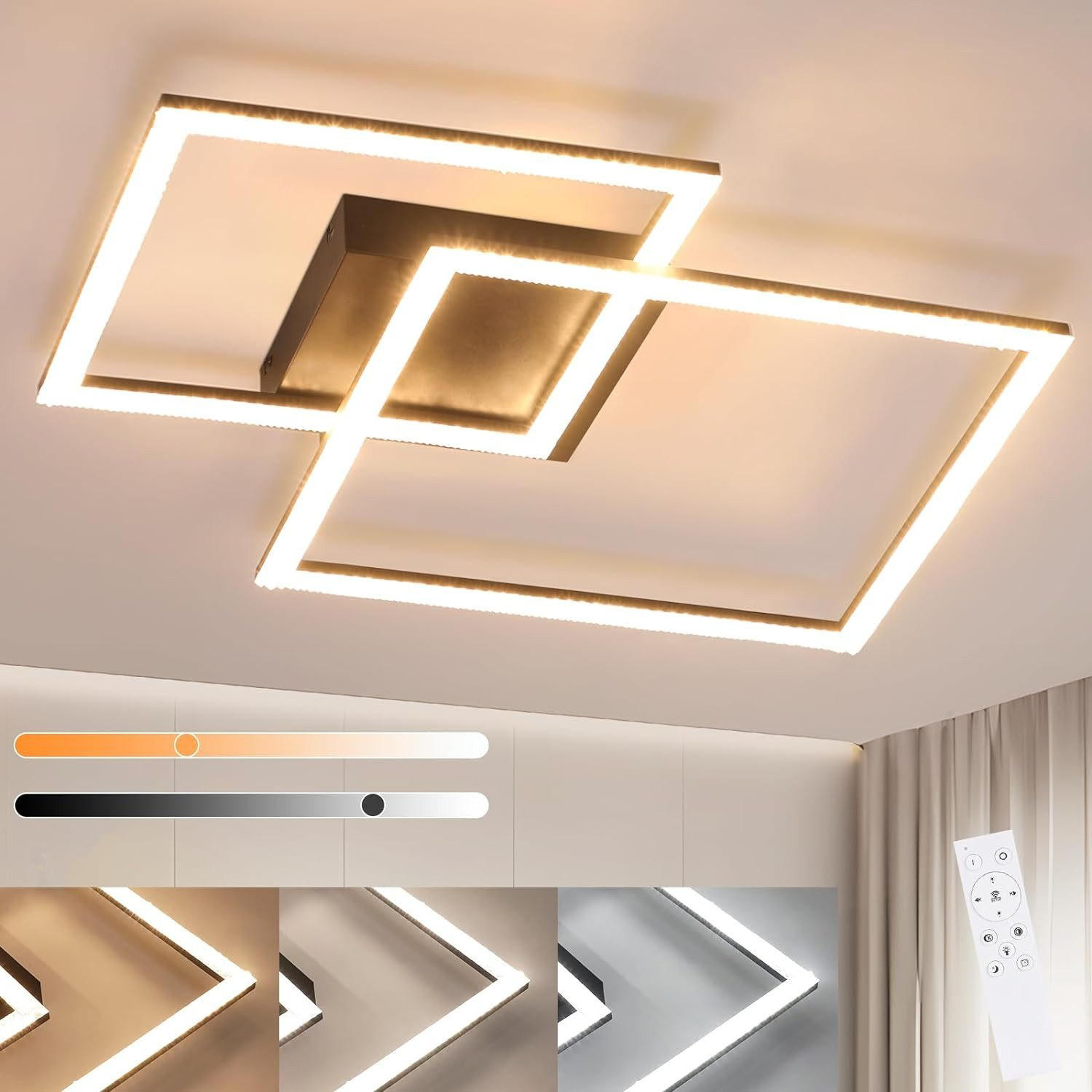 LED-DECKENLEUCHTE Beatrice 57/48/9 cm - Schwarz, Metall (57/48/9cm) - Nettlife