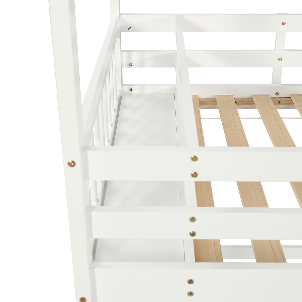 ETAGENBETT 90/200 cm in Weiß Kinderbett mit Rutsche, Regal und Dachdesign - Weiß, Holzwerkstoff (90/200cm) - STILVORA