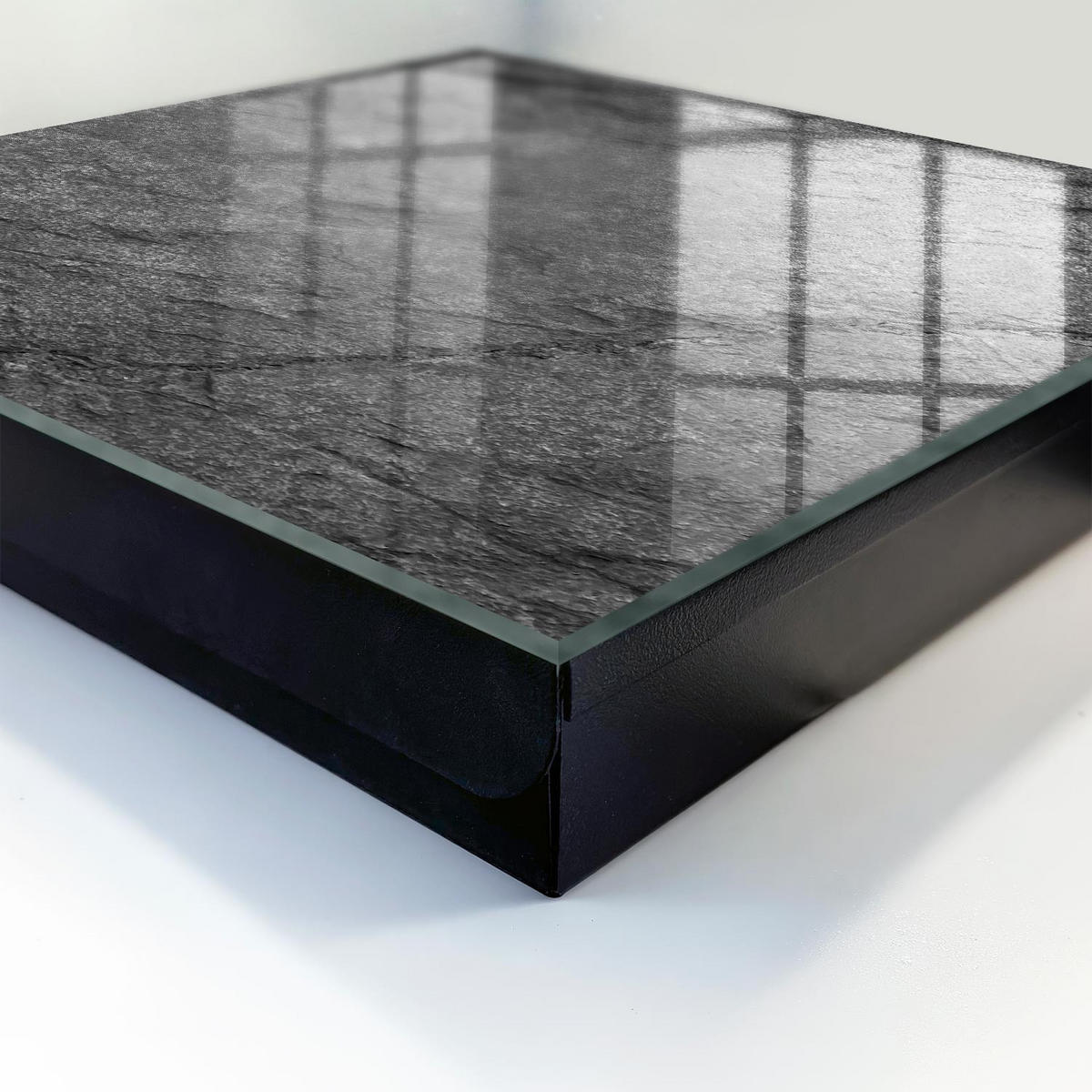 SCHLÜSSELBOX Schwarz 30x30 cm- Türöffnung nach rechts - Grauer Stein - Grau, Metall (30/30/5cm) - TULUP
