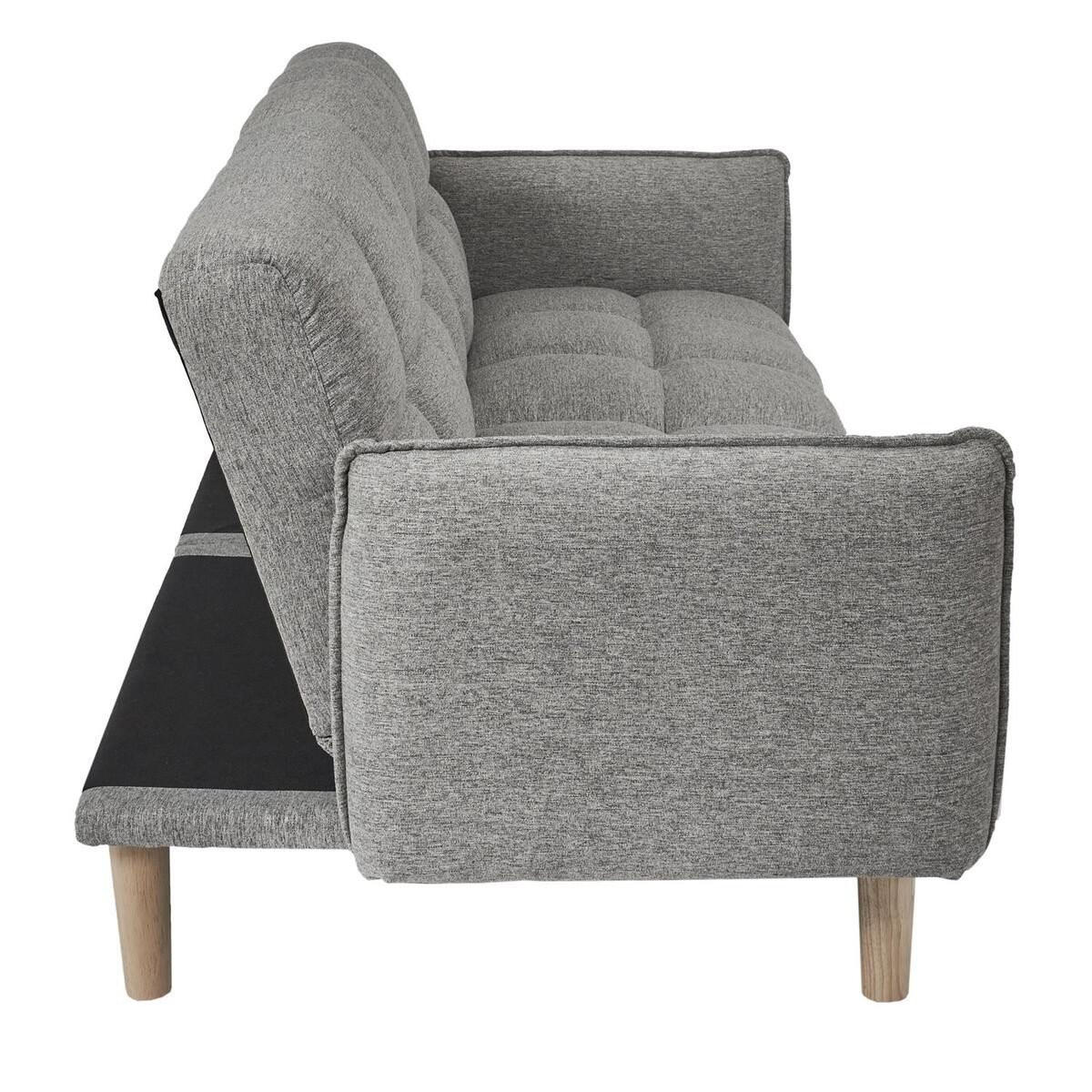 SCHLAFSOFA aus grauem Stoff B195 cm – DREAM - Grau, Textil (91/83/195cm) - Calicosy