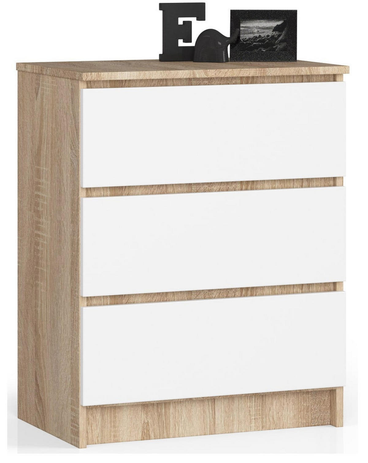 KOMMODE Eiche Sonoma, Weiß 77/60/40 - Weiß, Holzwerkstoff (60/77/40cm) - RAUMHIRSCH FURNITURE