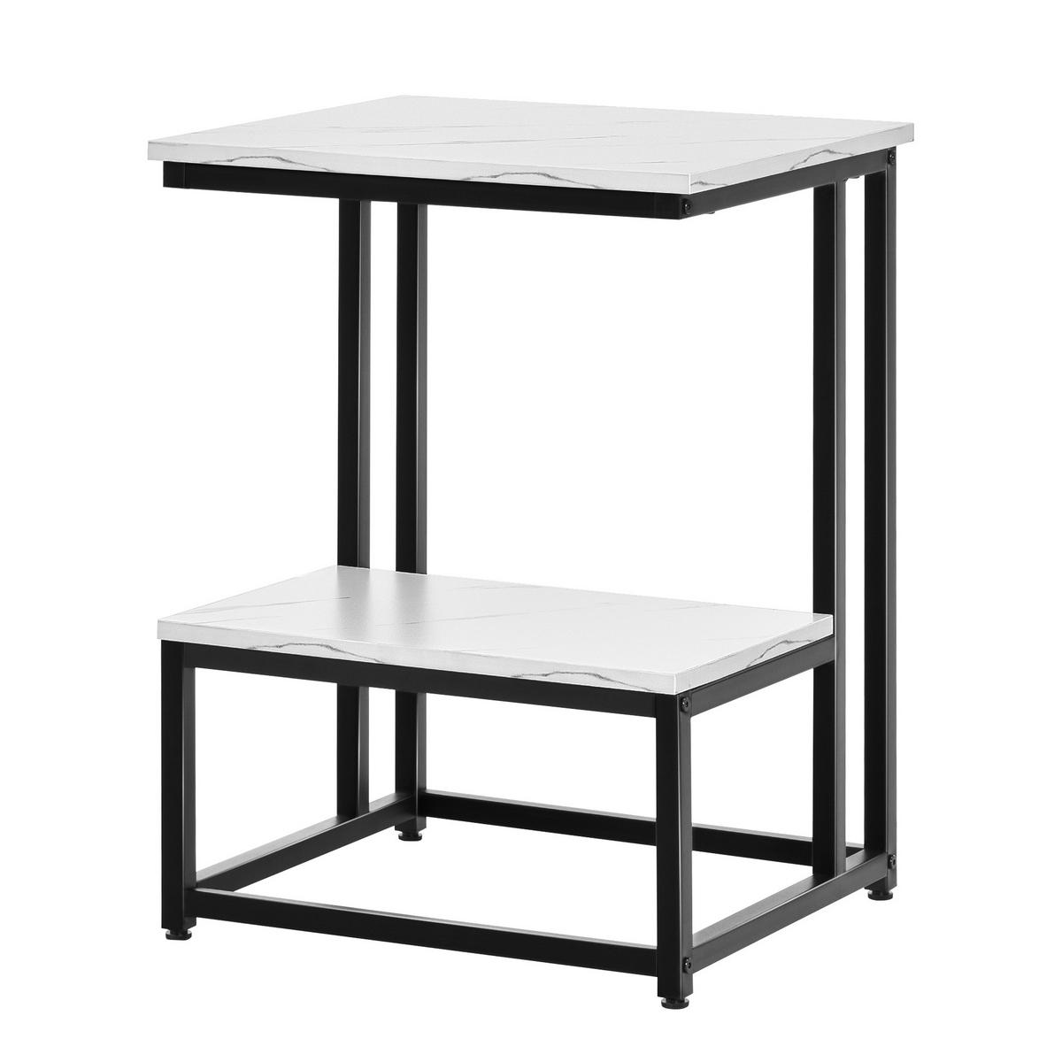 BEISTELLTISCH DE-15817 mit Marmoroptik Weiß - Schwarz, Metall (45/40/61.5cm) - ComfortXL