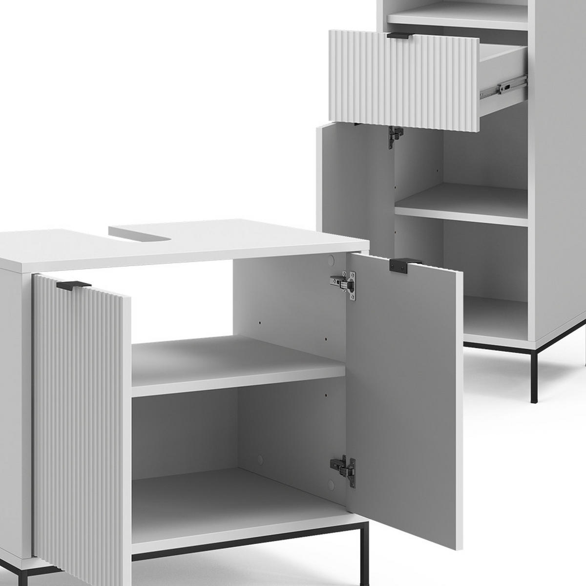 BADMÖBEL-SET Eliza Weiß 3 Teile, mit Hochschrank - Weiß, Holzwerkstoff (70/63/45cm) - Vicco