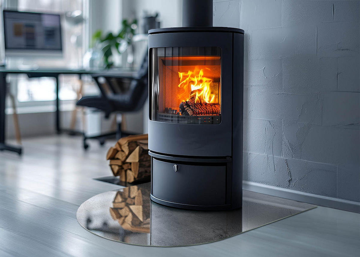 GLASPLATTE für Kamin 80x70 cm - Grau, Glas (80/70/0.4cm) - TULUP