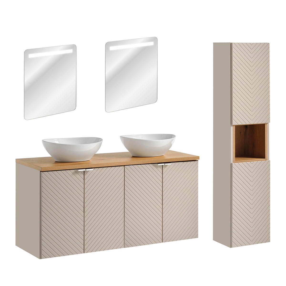 BADMÖBEL 120cm Manoa 2er-Set Kaschmir - Holz - Beige, Holzwerkstoff (120/59/40cm) - Petits-meubles