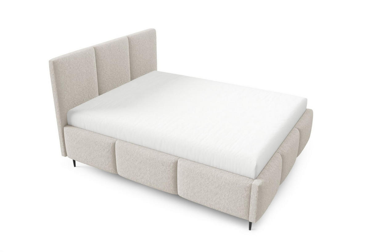 POLSTERBETT Miami Komplettset - Beige, Holzwerkstoff/Textil (160/200cm) - Fun Möbel