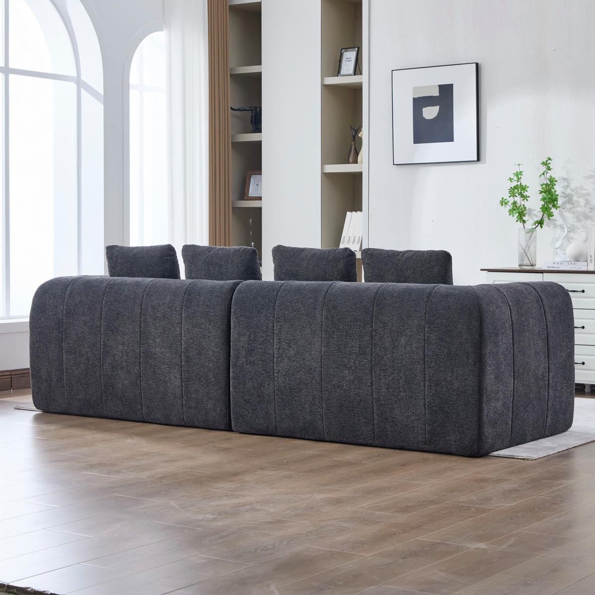 3-SITZER SOFA Samt Dunkelgrau - Dunkelgrau, Textil (160/70/94.5cm) - WISHDOR