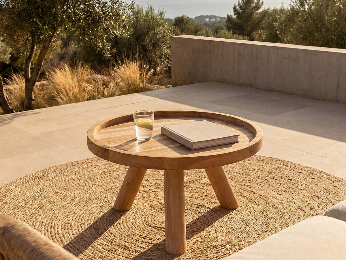 GARTENBEISTELLTISCH - 55 cmcm x 55 cmcm - Holz, Platte - Naturfarben Hell - TULUM - Naturfarben, Holz (55/55/30cm) - Vente-Unique