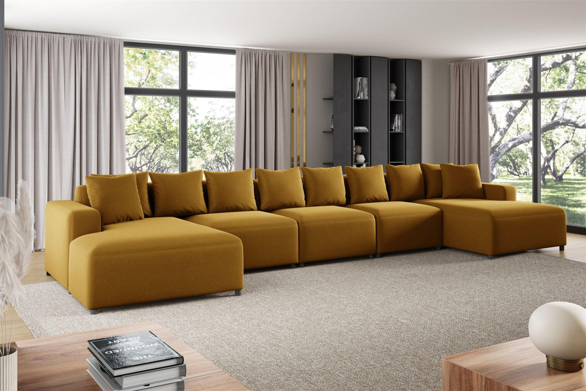 WOHNLANDSCHAFT Megan Xl In Salvador - Honig, Holzwerkstoff/Textil (517/75/165cm) - Fun Möbel