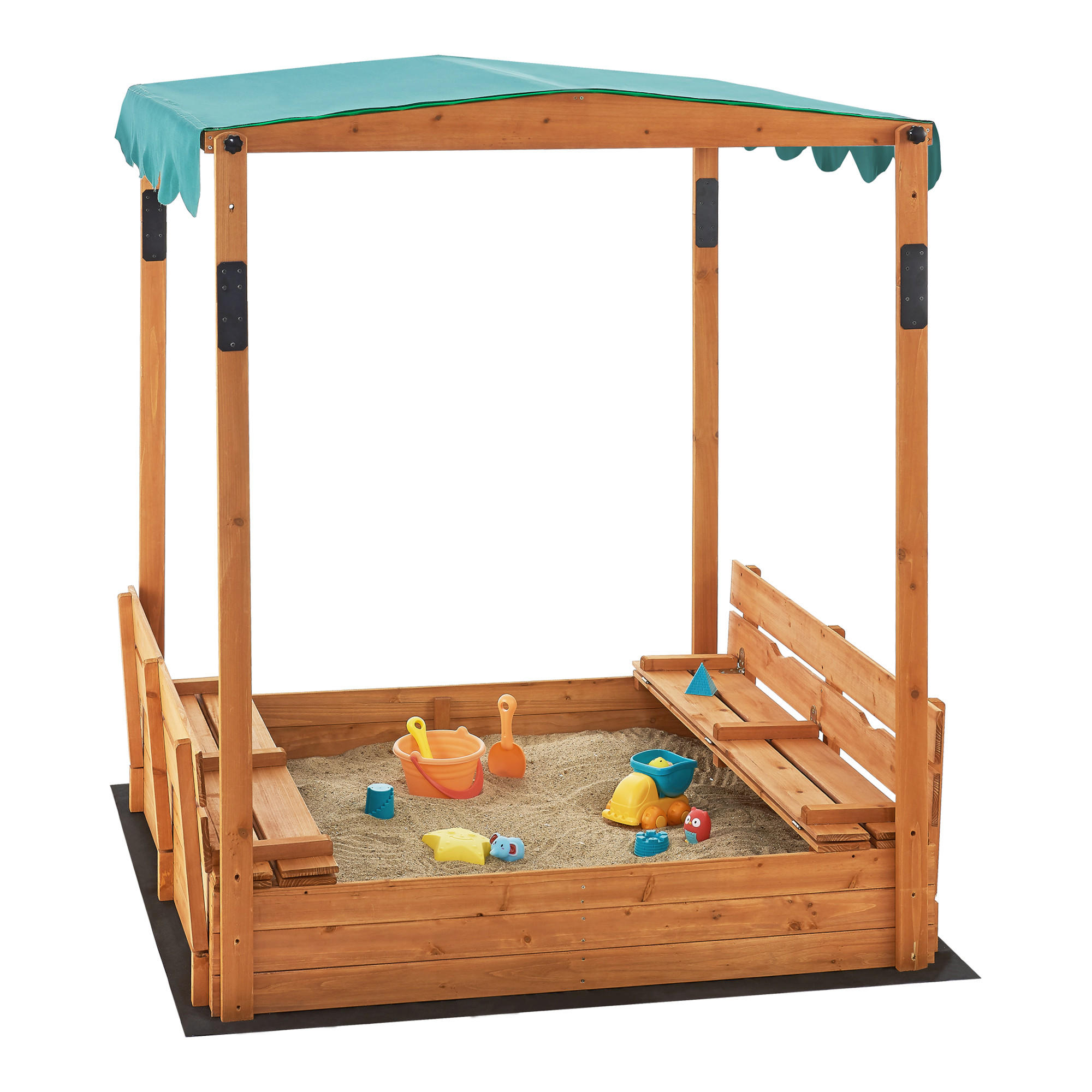 SANDKASTEN Pitsunda - Naturfarben/Grün, Holz (118/118/145cm) - [en.casa]